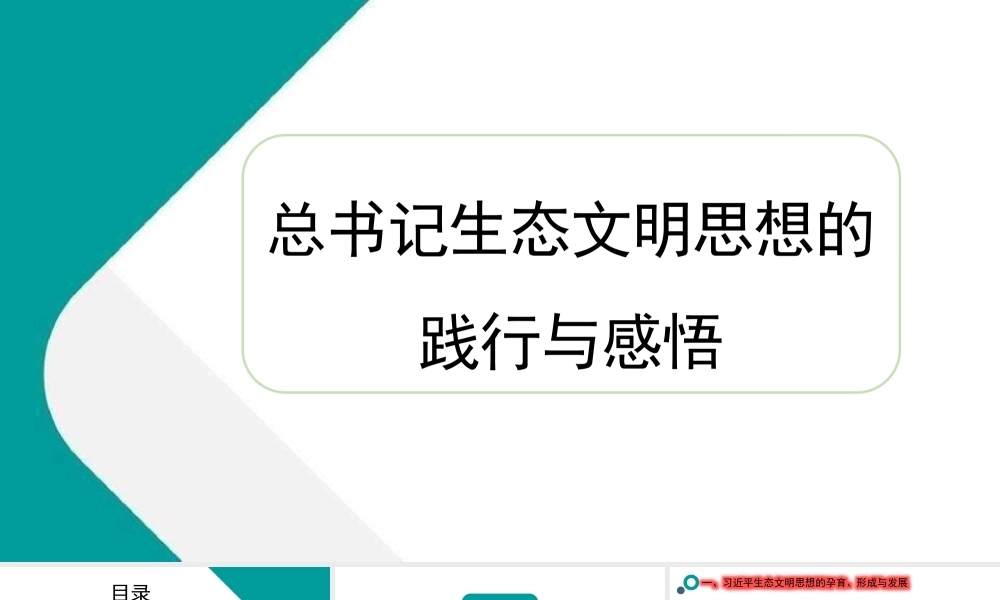 总书记生态文明思想的践行与感悟PPT课件