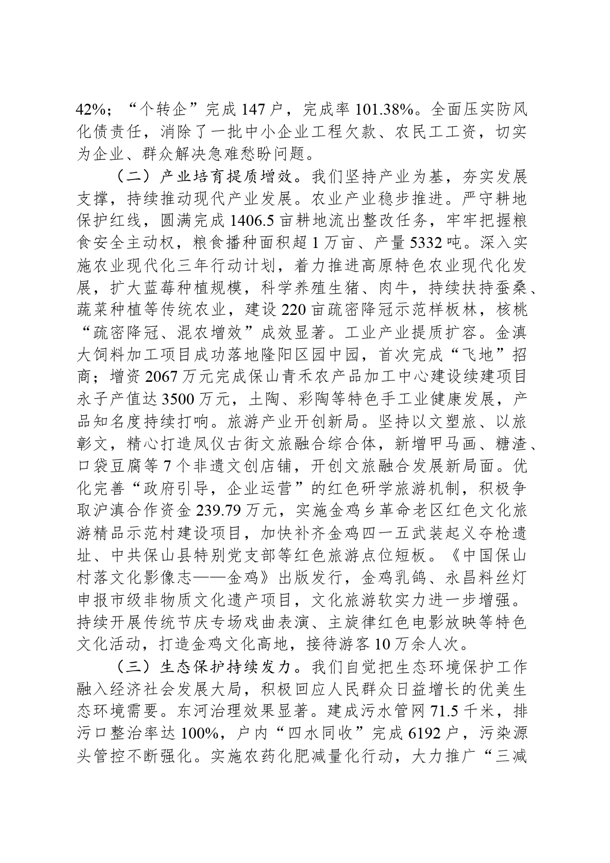 2024年金鸡乡人民政府工作报告_第2页