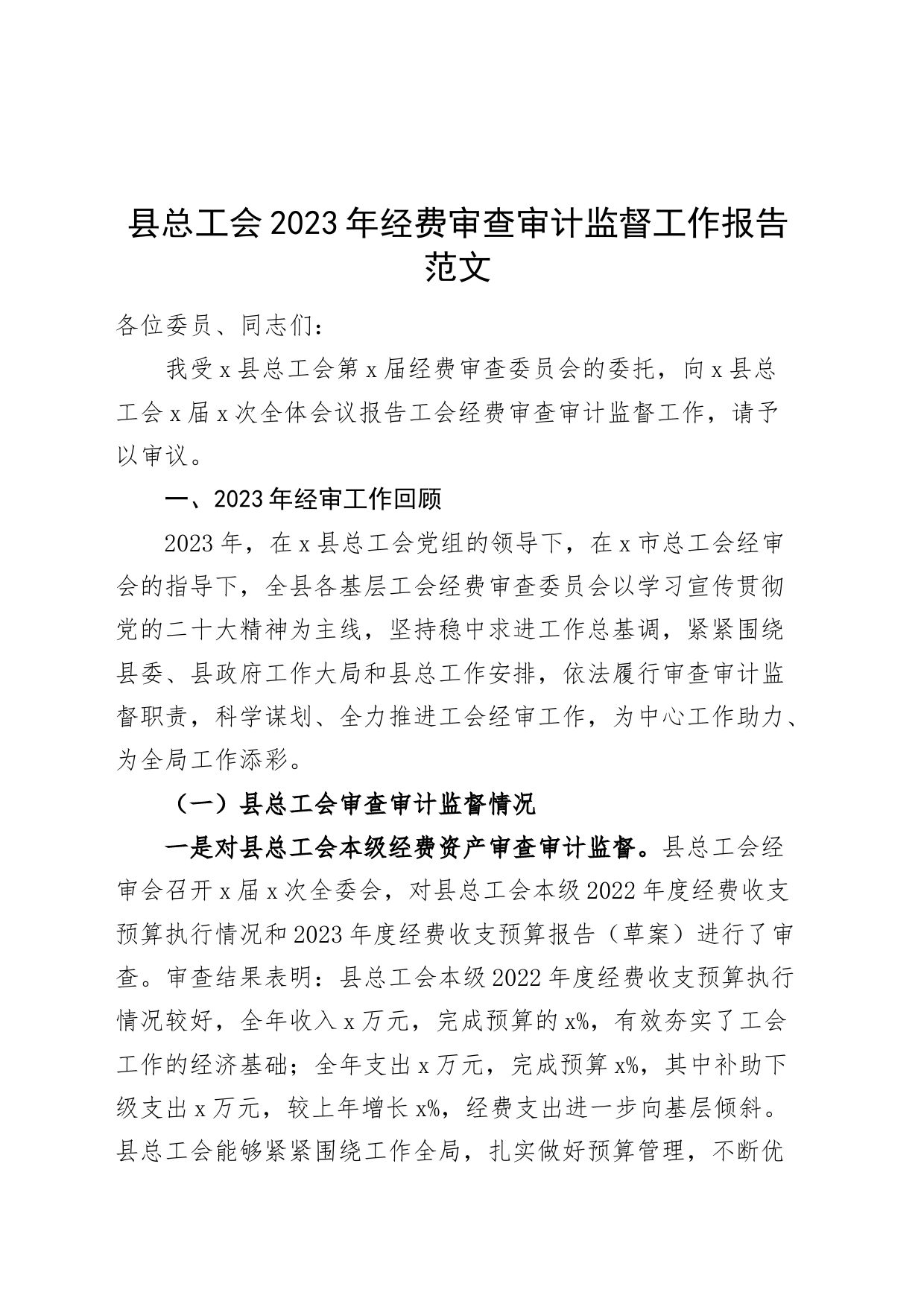 2023年经费审查审计监督工作报告总结报告20240410_第1页