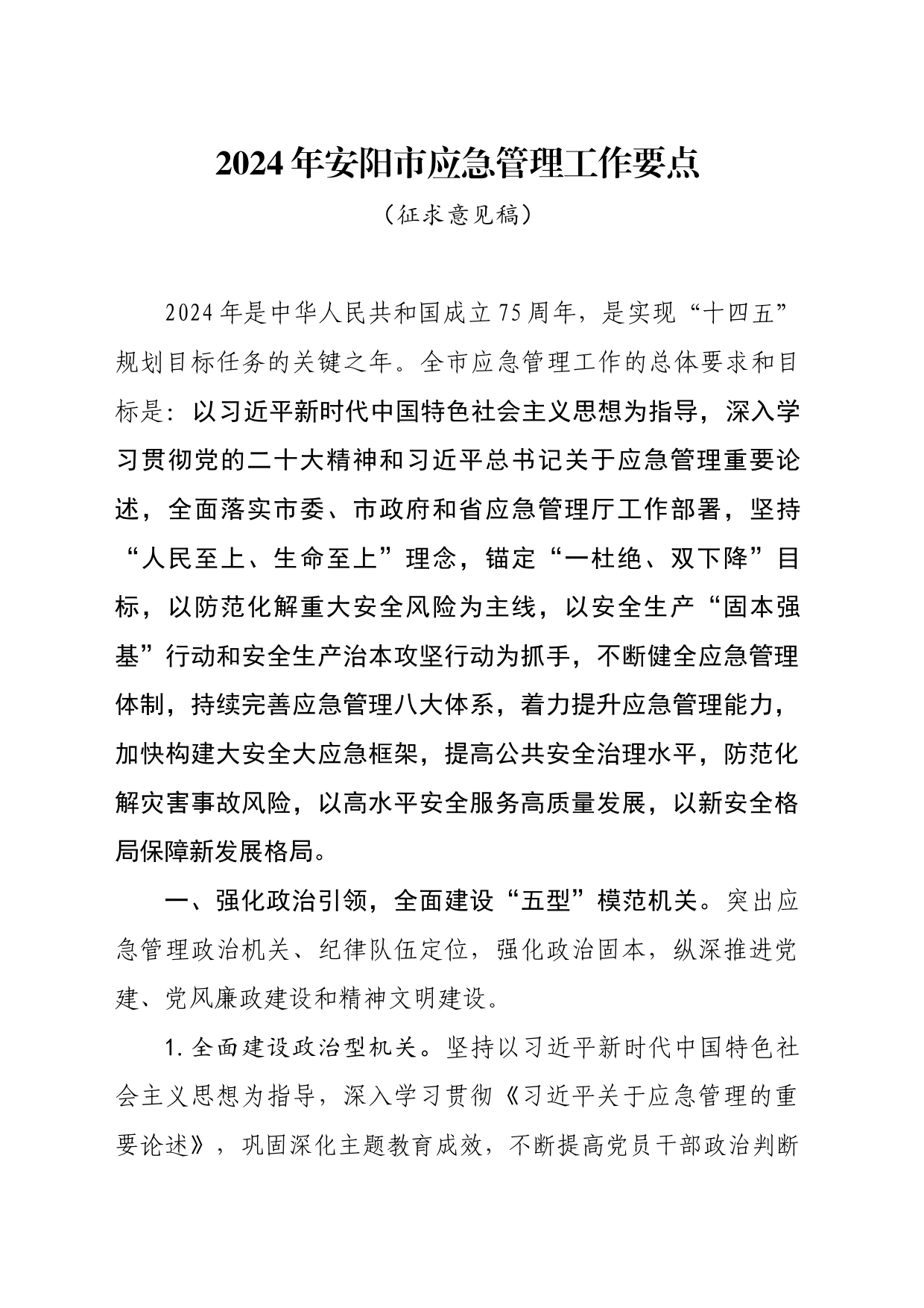 2024年XX市市应急管理工作要点_第1页