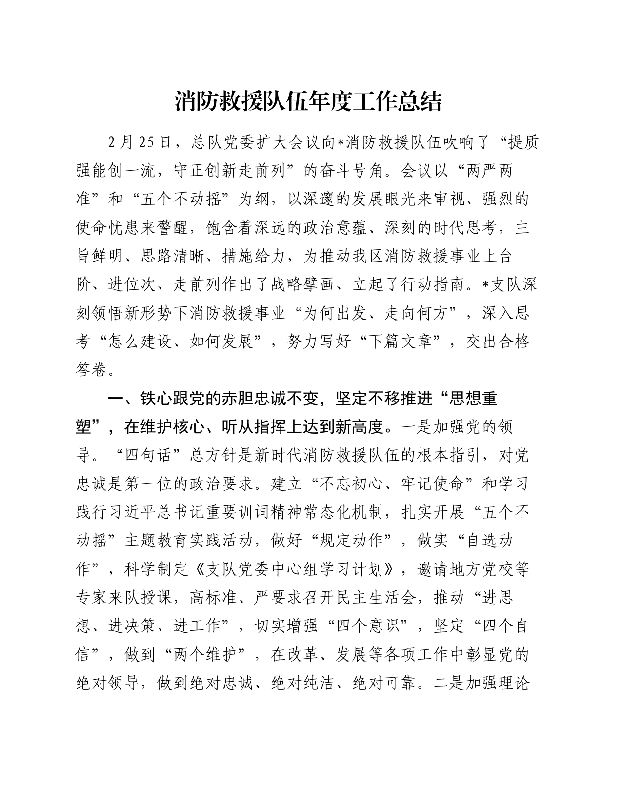 消防救援队伍年度工作总结_第1页
