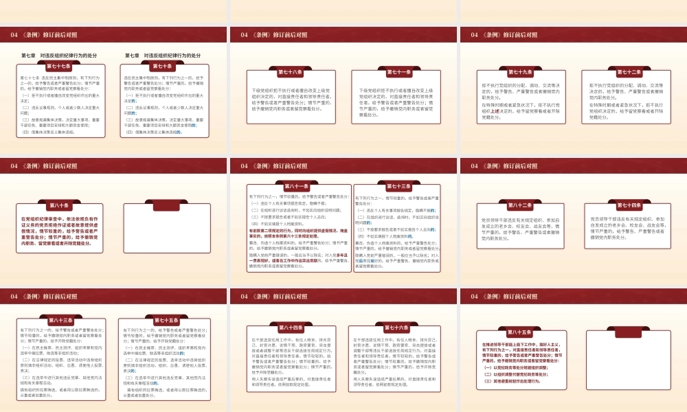 党纪学习教育党课PPT课件：2024年新修订纪律处分条例解读+新旧版本对比全文