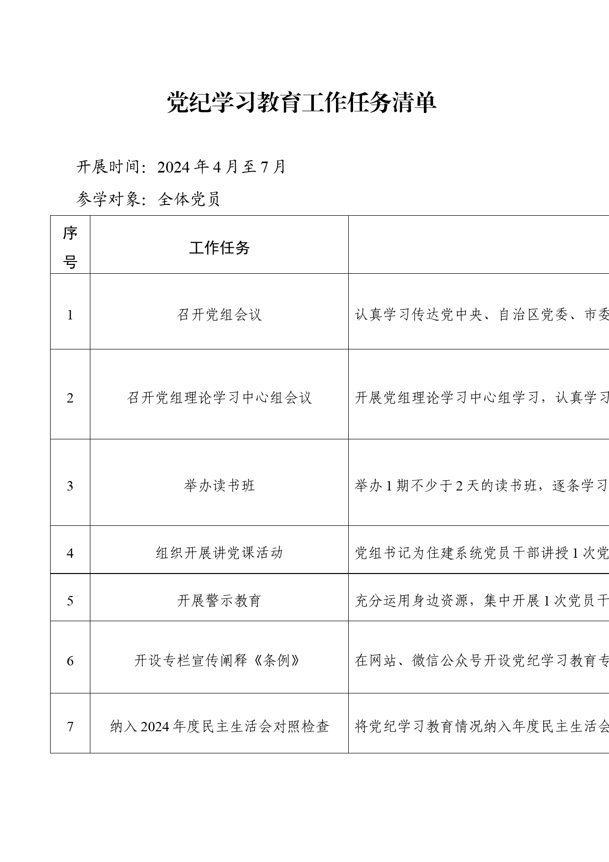 党纪学习教育工作任务清单_第1页