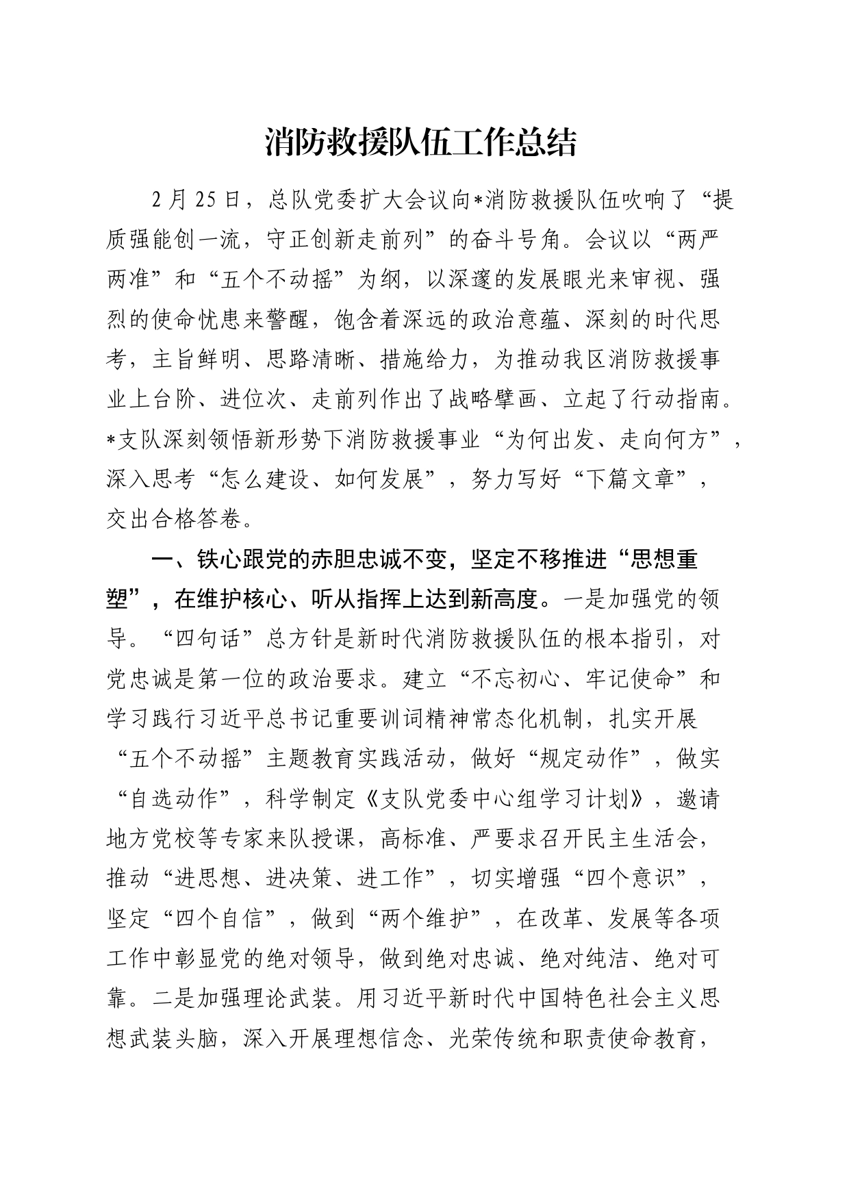 消防救援队伍工作总结5300字_第1页