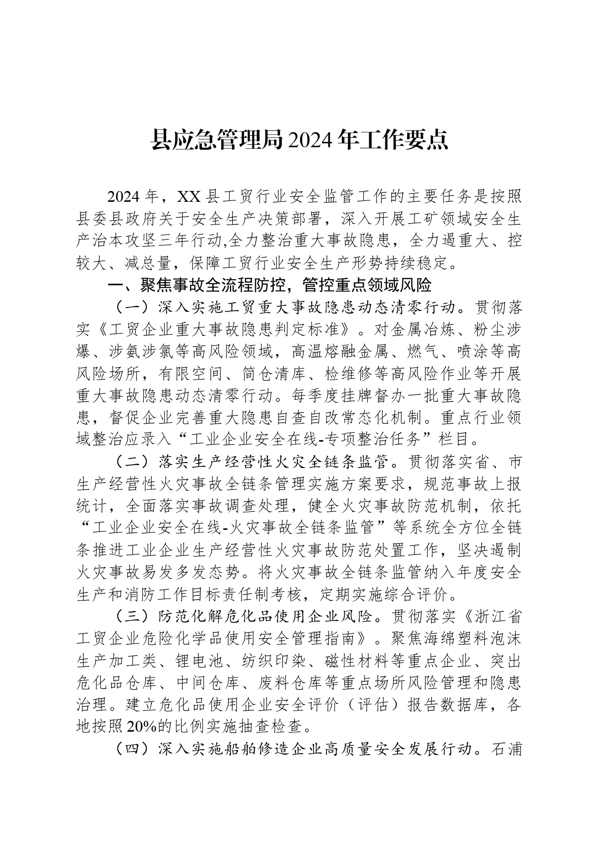 县应急管理局2024年工作要点_第1页