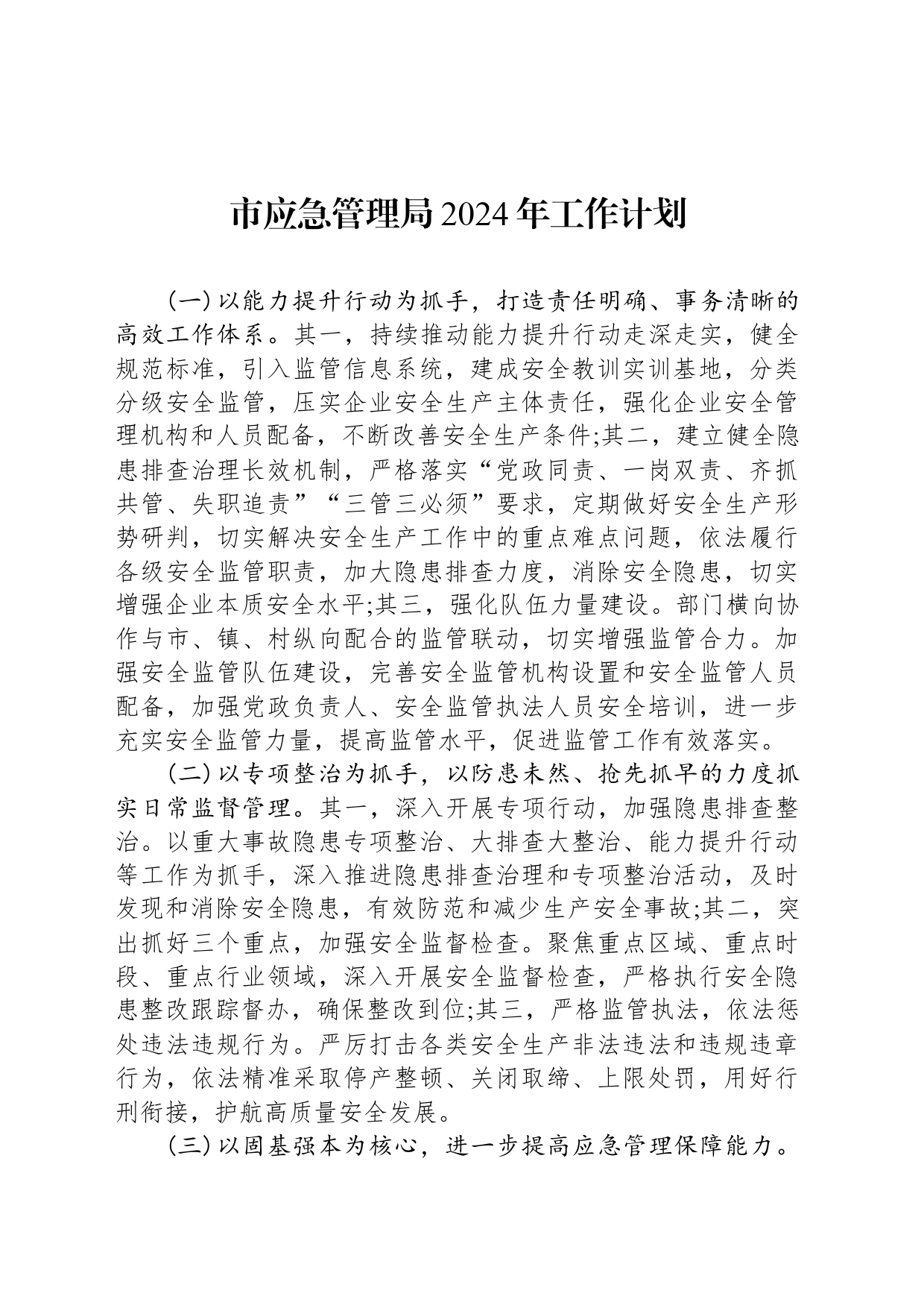 市应急管理局2024年工作计划_第1页