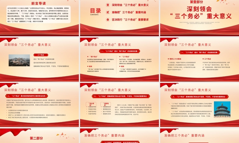 践行三个务必党课课件PPT（20240508）