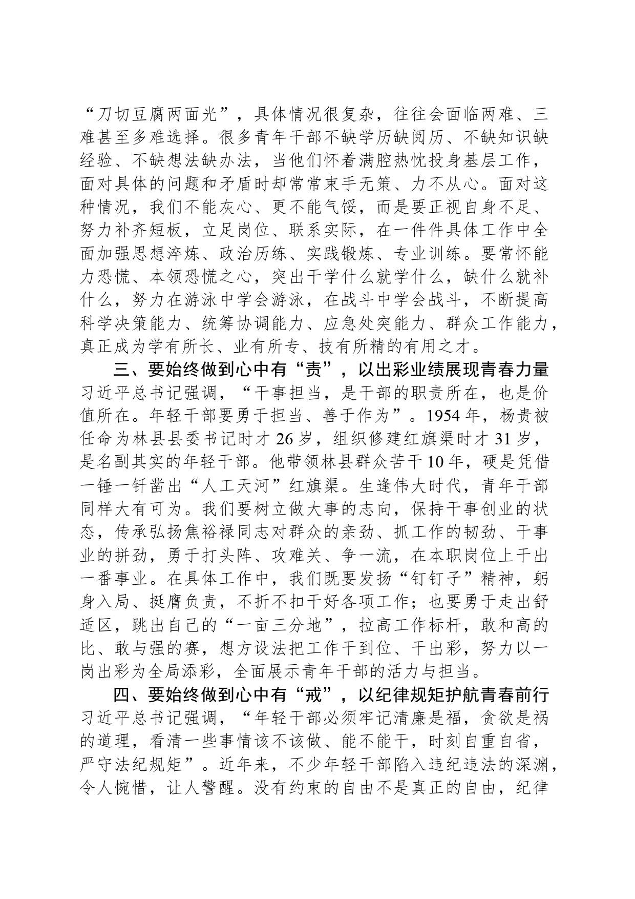 青年干部座谈会发言提纲_第2页