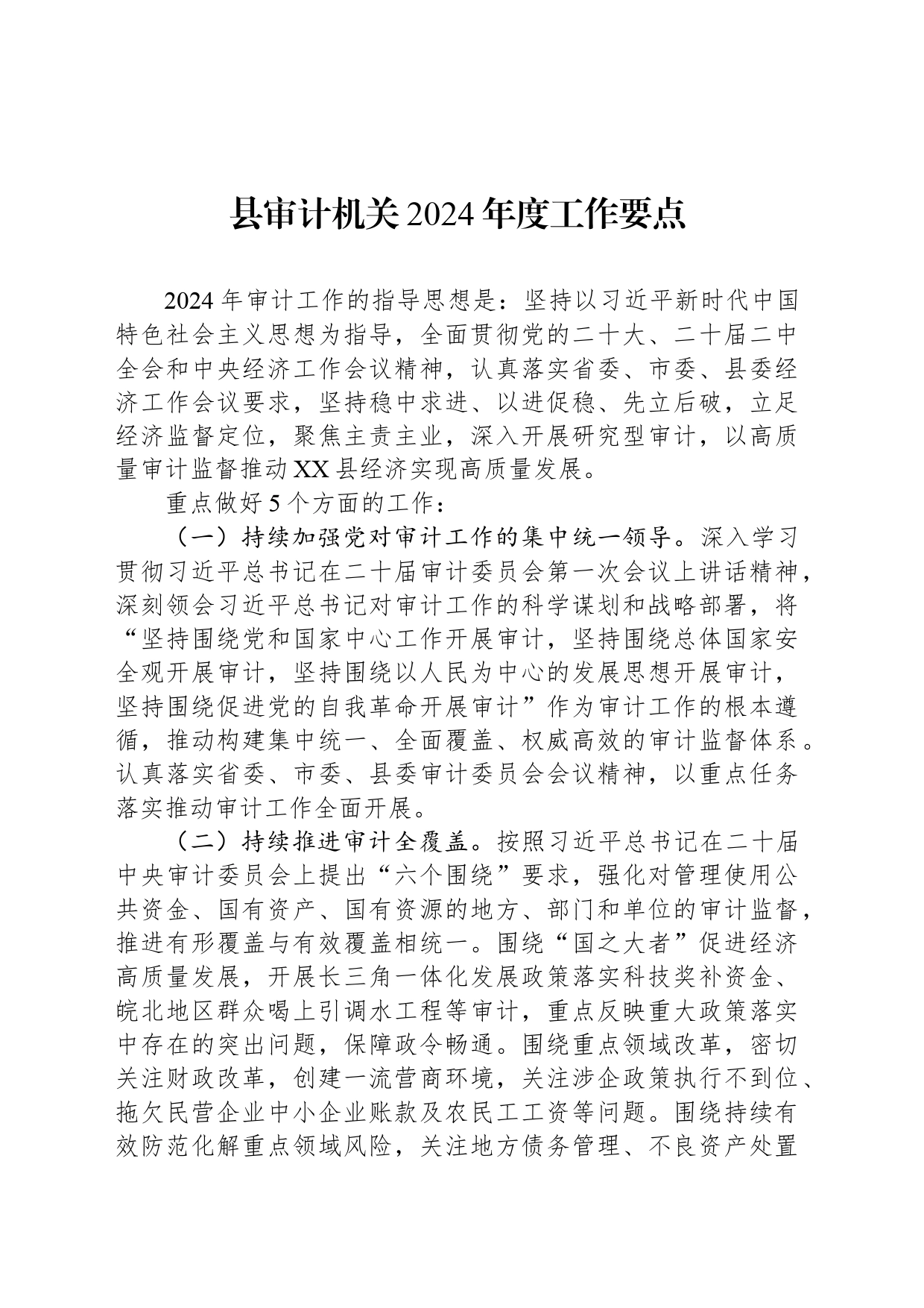 县审计机关2024年度工作要点(20240411)_第1页