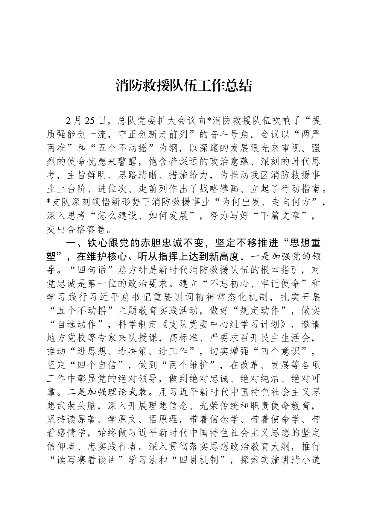 消防救援队伍工作总结_第1页
