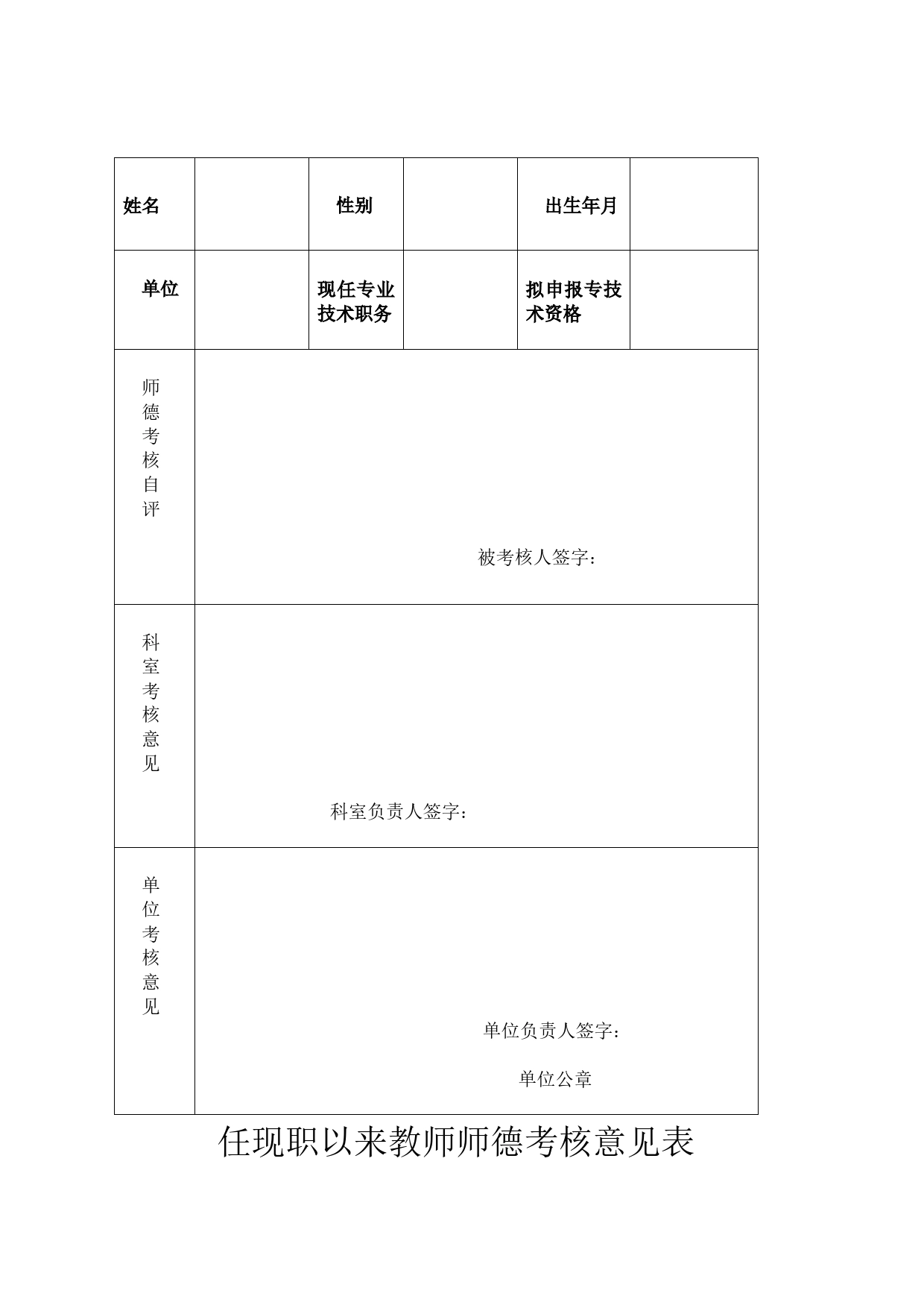 教师师德考核意见表_第1页