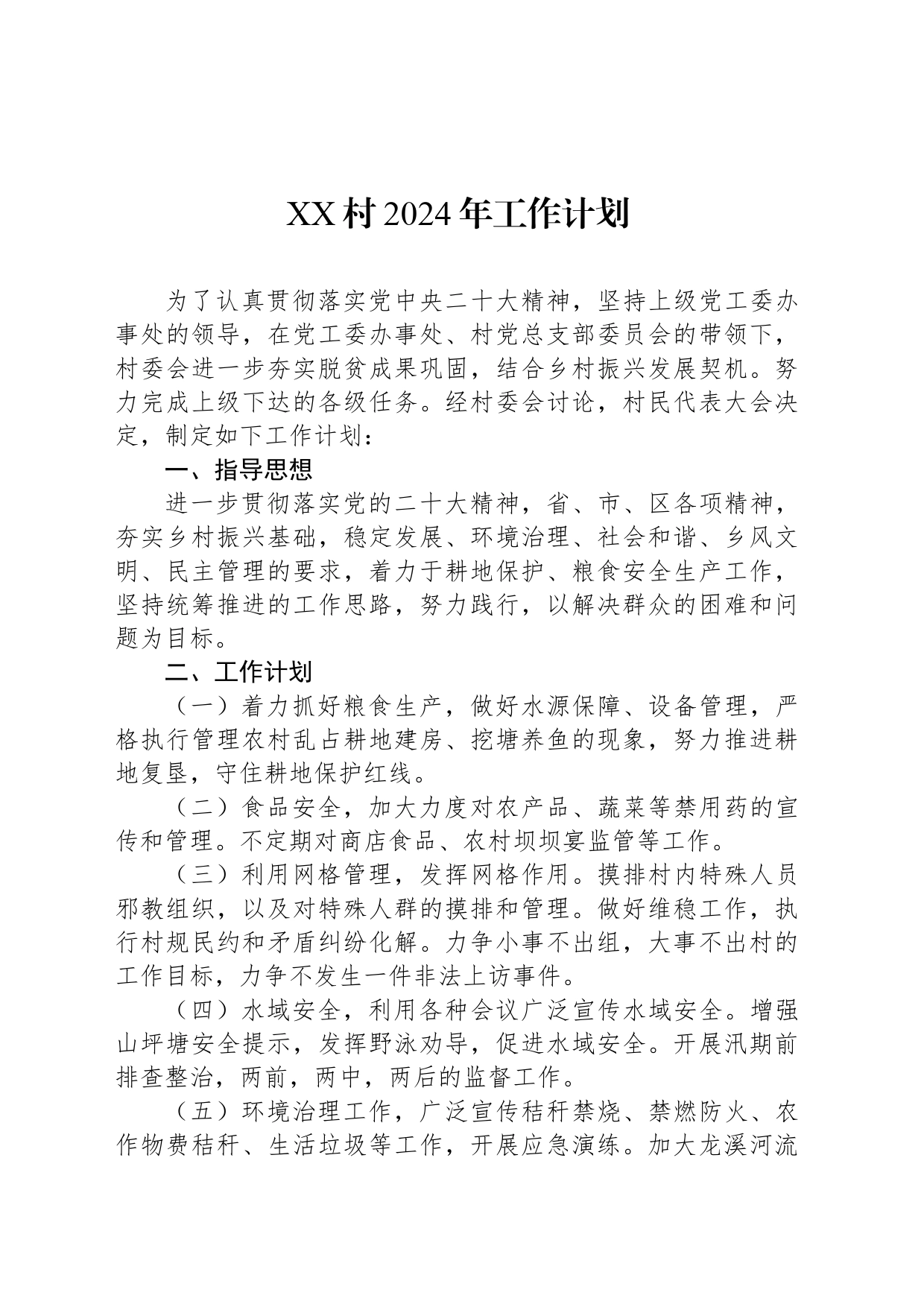 XX村2024年工作计划（20240527）_第1页