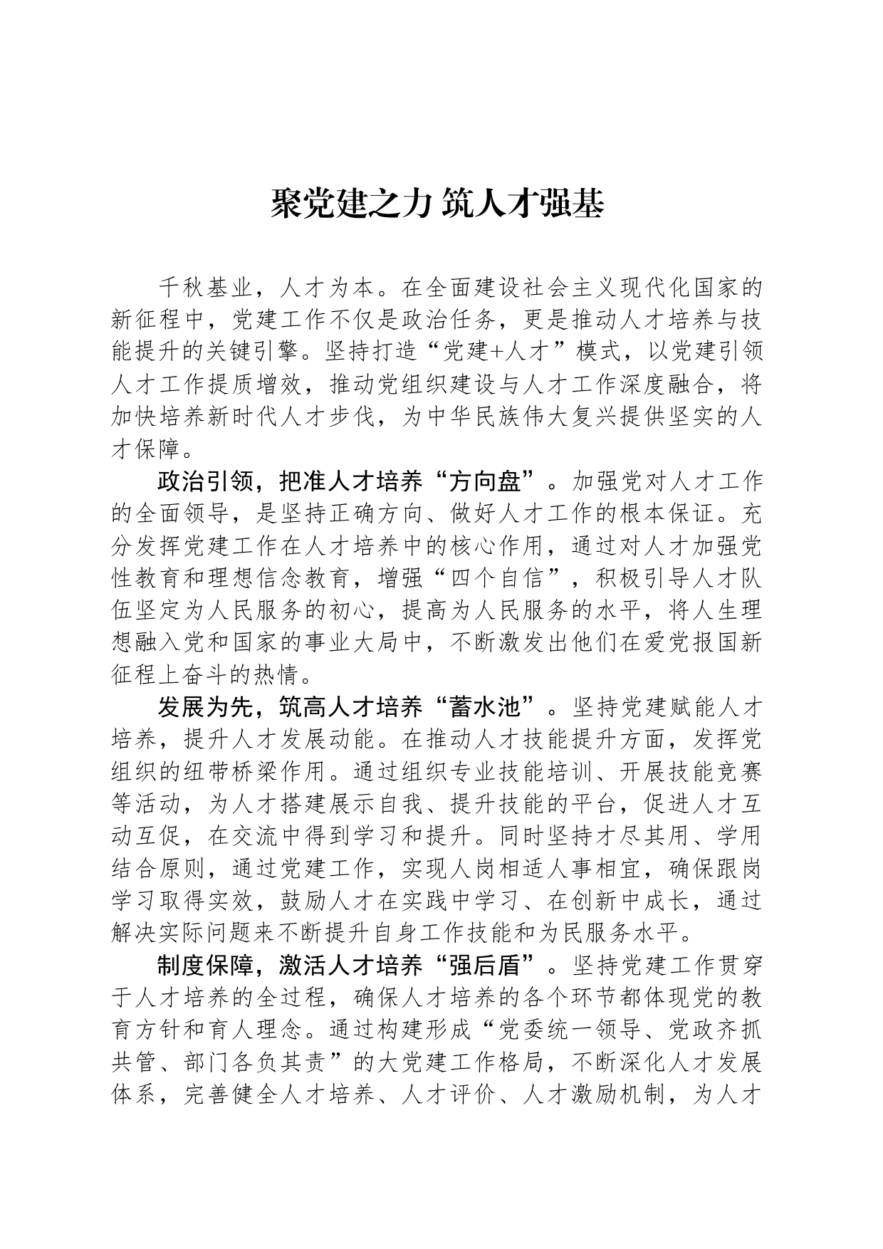 聚党建之力 筑人才强基_第1页