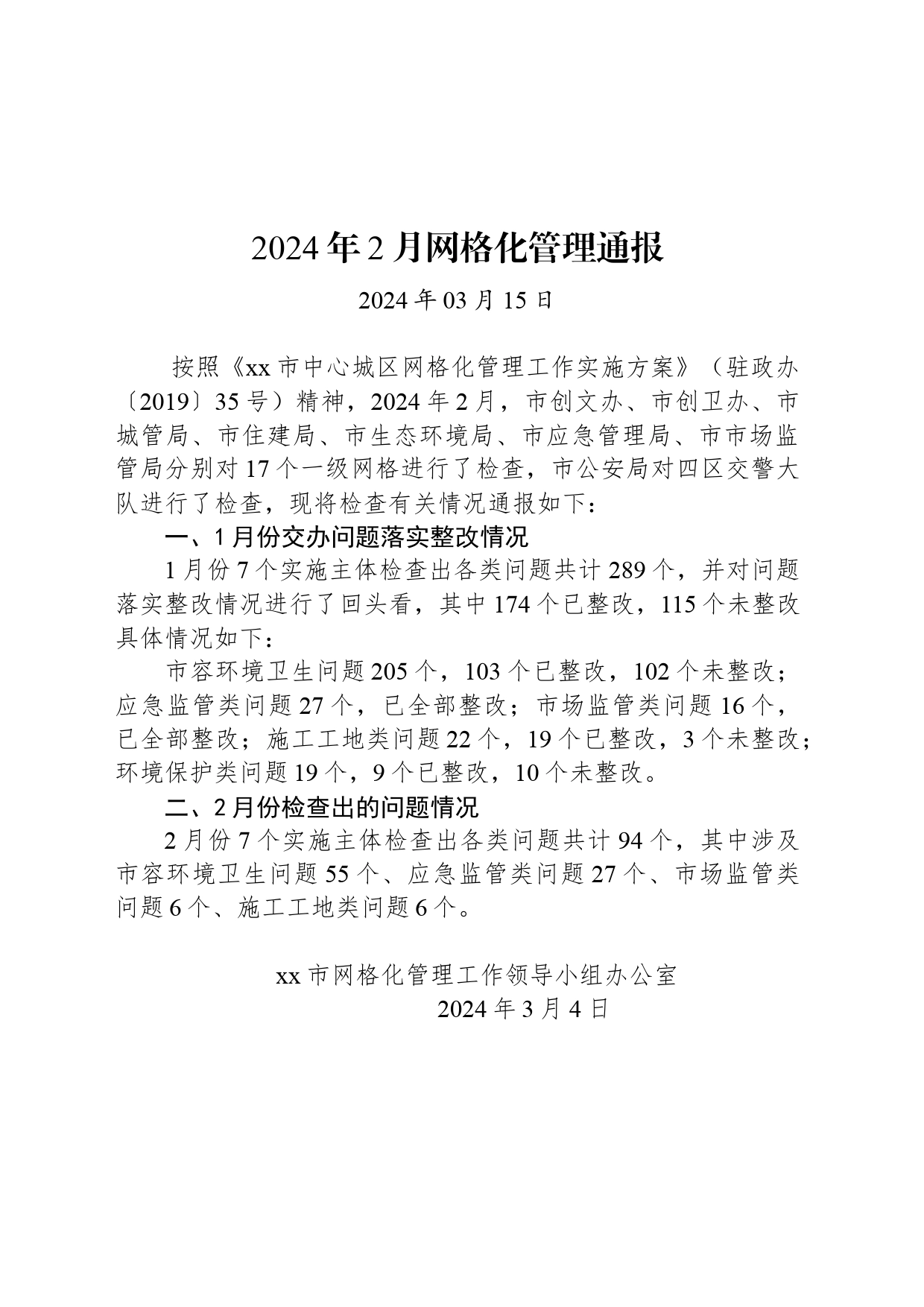 2024年2月网格化管理通报_第1页