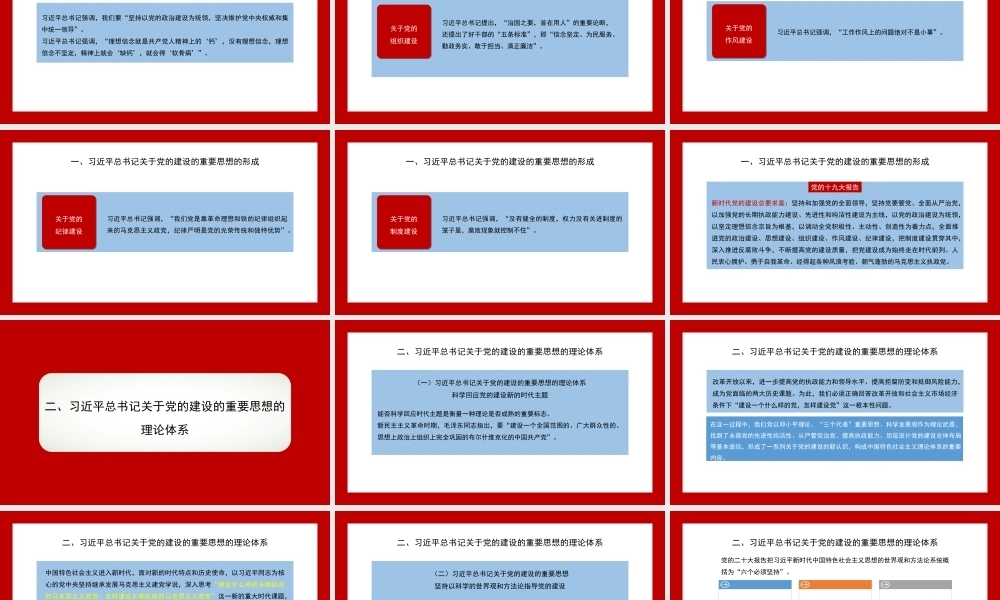 党课PPT课件含讲稿：习近平总书记关于党的建设的重要思想——马克思主义建党学说中国化时代化的最新成果（党建）