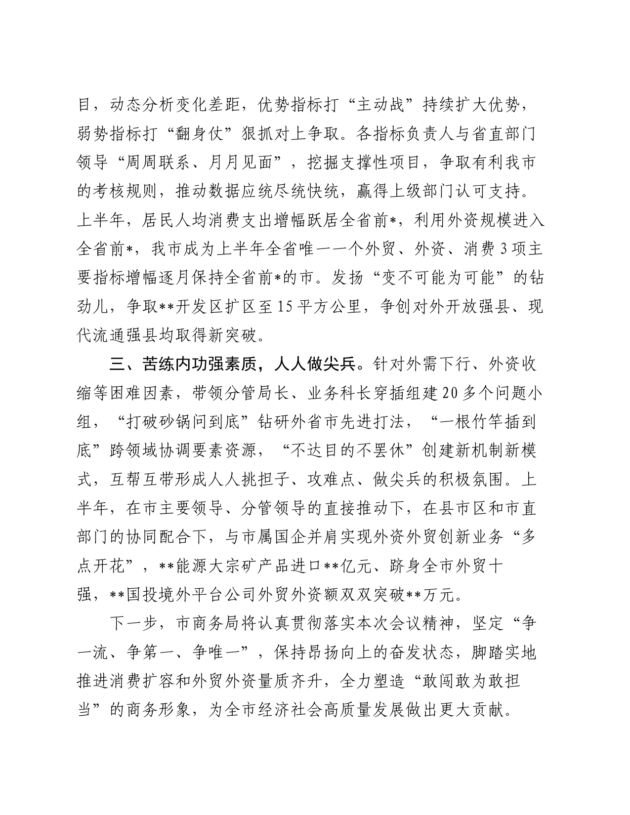 市商务局局长在2024年全市上半年总结会上的发言_第2页