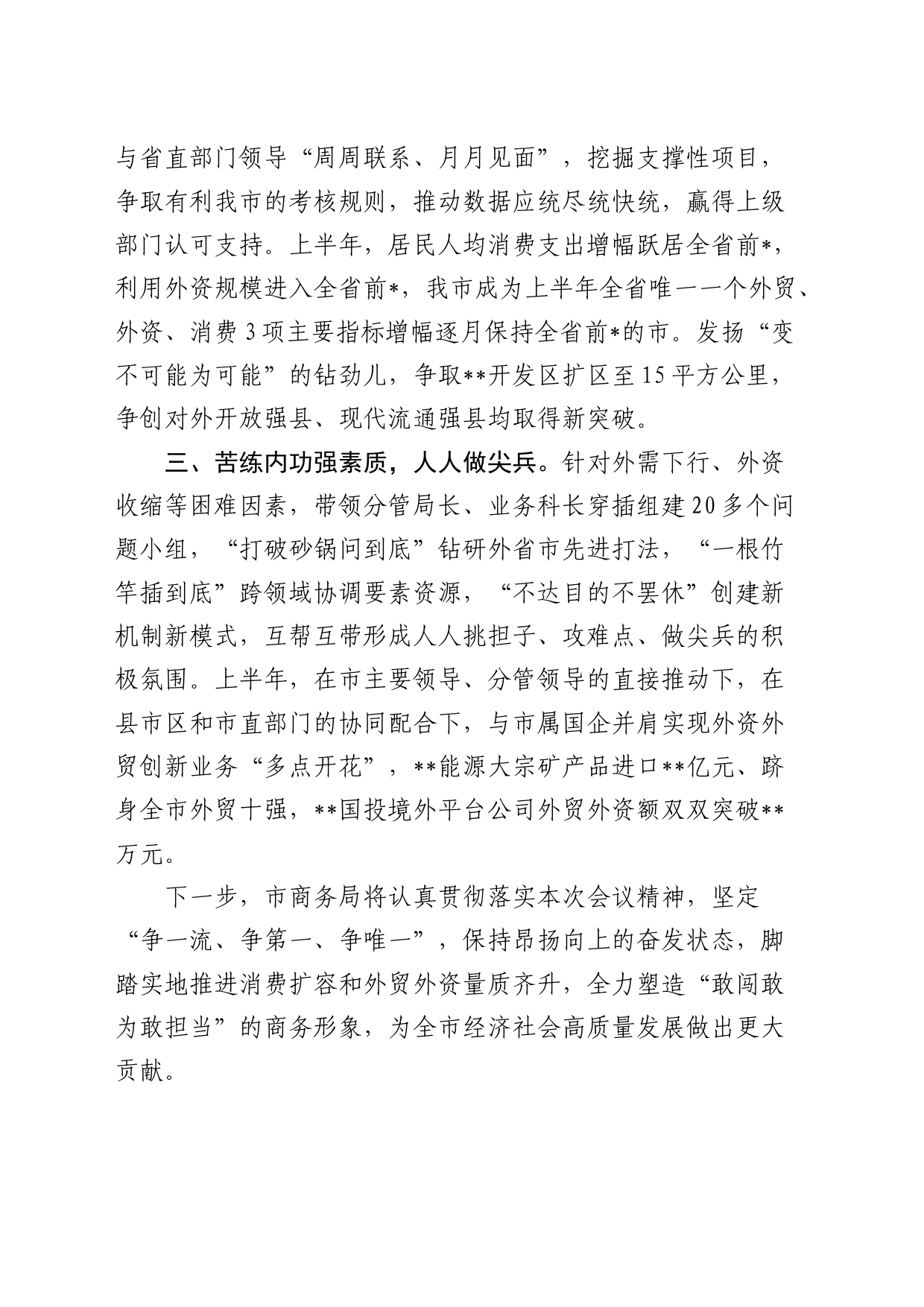 商务局局长在2024年全市上半年总结会上的发言_第2页