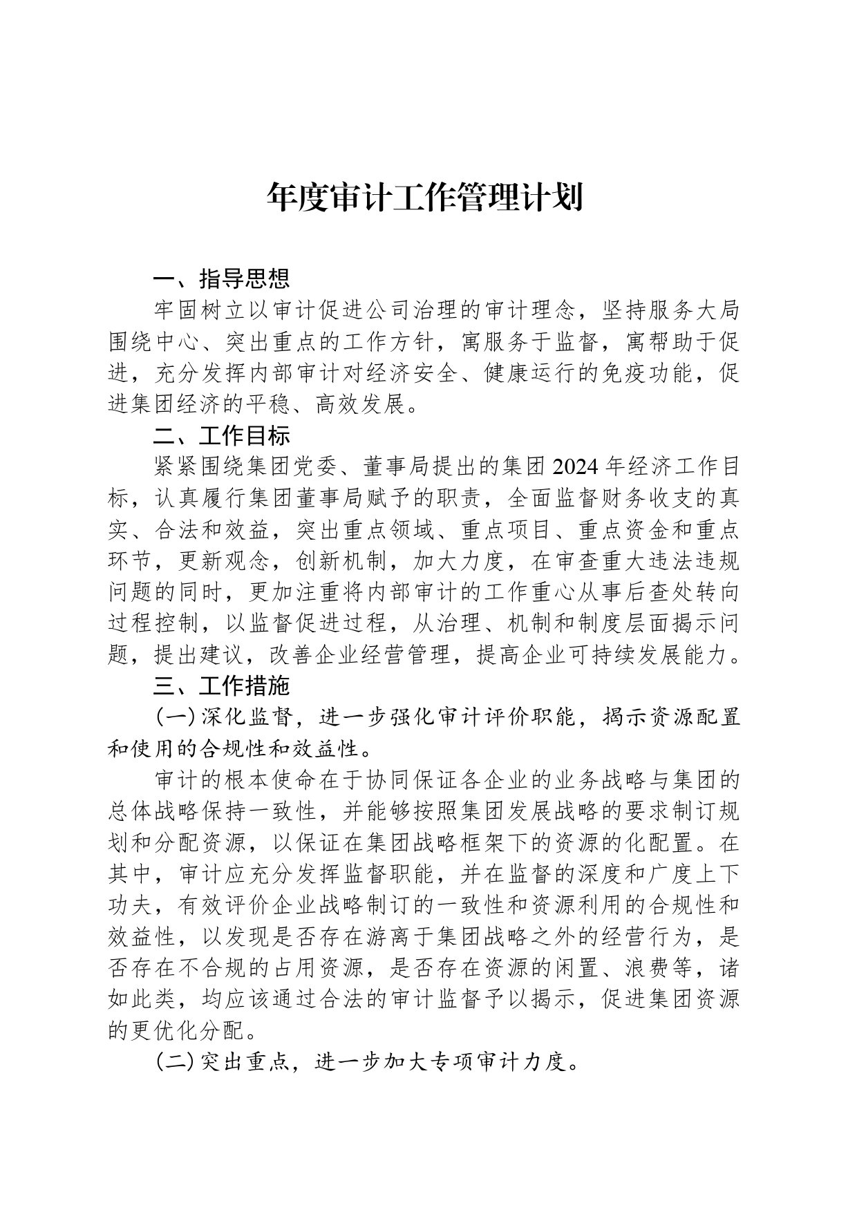 年度审计工作管理计划_第1页