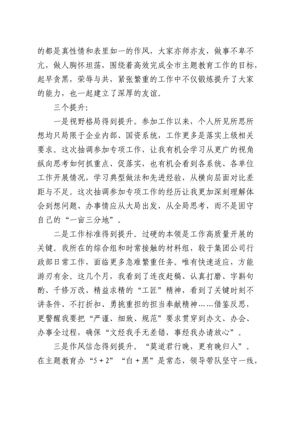 抽调市委主题教育办参加专项工作心得体会（发言）_第2页