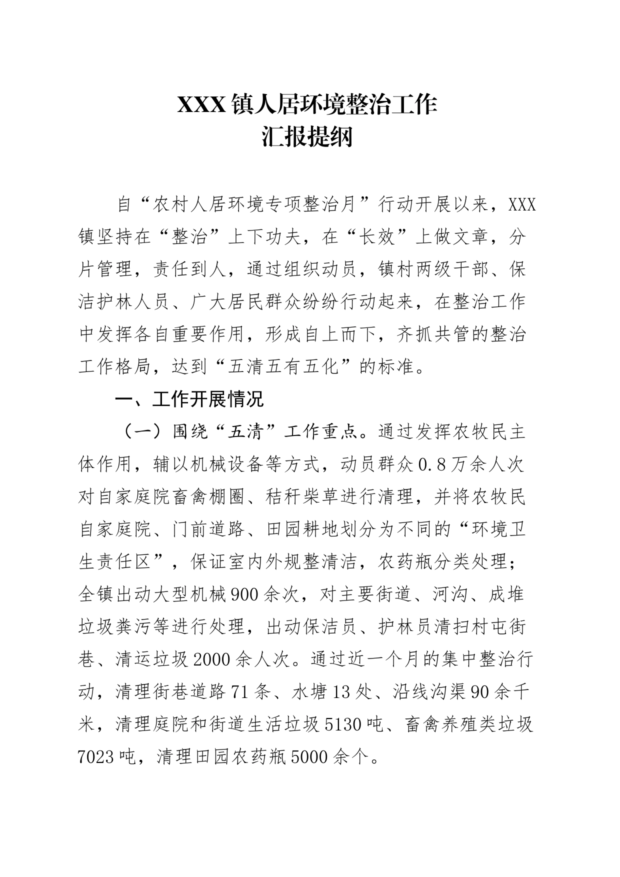 XXX镇人居环境整治工作总结_第1页