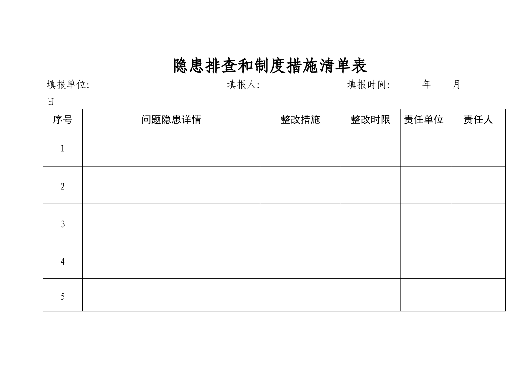 隐患排查和制度措施清单表_第1页
