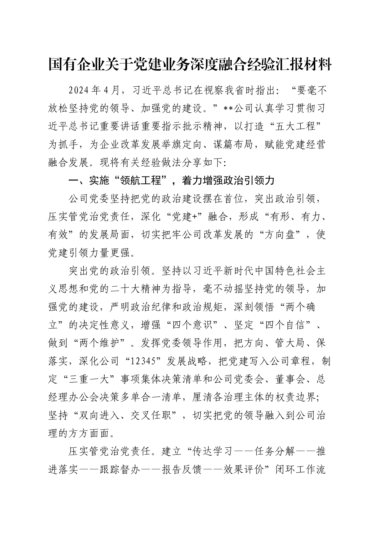 国企公司党建业务深度融合经验总结汇报_第1页