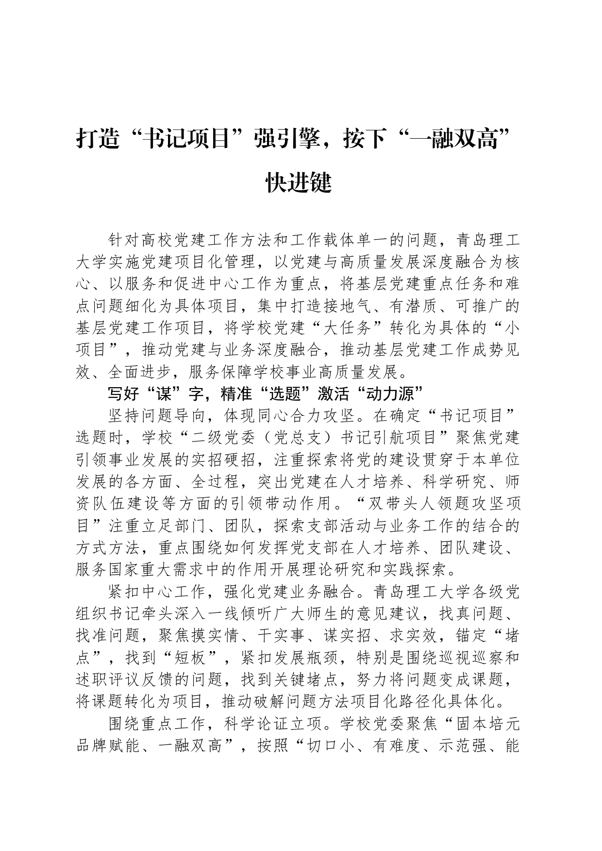 打造“书记项目”强引擎，按下“一融双高”快进键_第1页