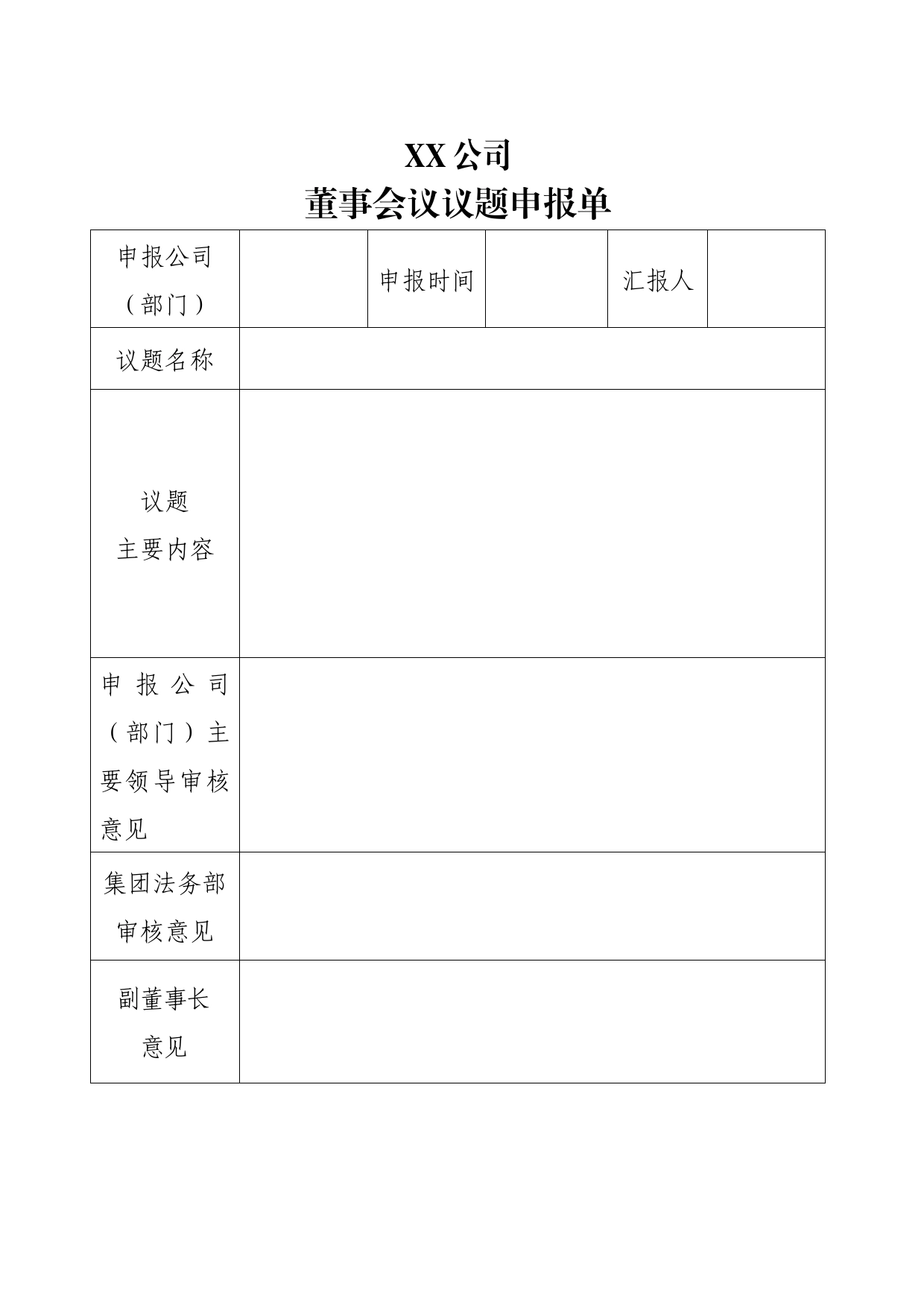 董事会议题申报单_第1页