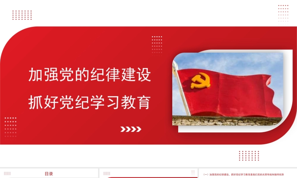加强党的纪律建设 （党纪学习教育）