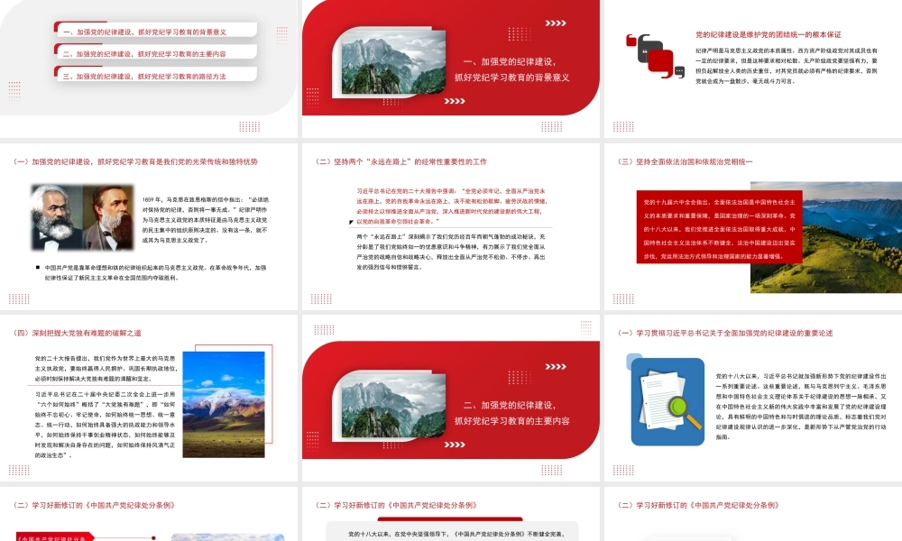 加强党的纪律建设 （党纪学习教育）