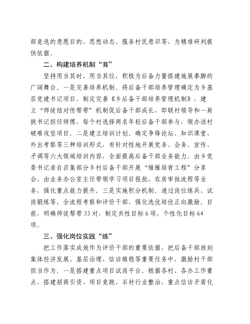 乡党委书记在后备干部经验分享会上的汇报发言_第2页