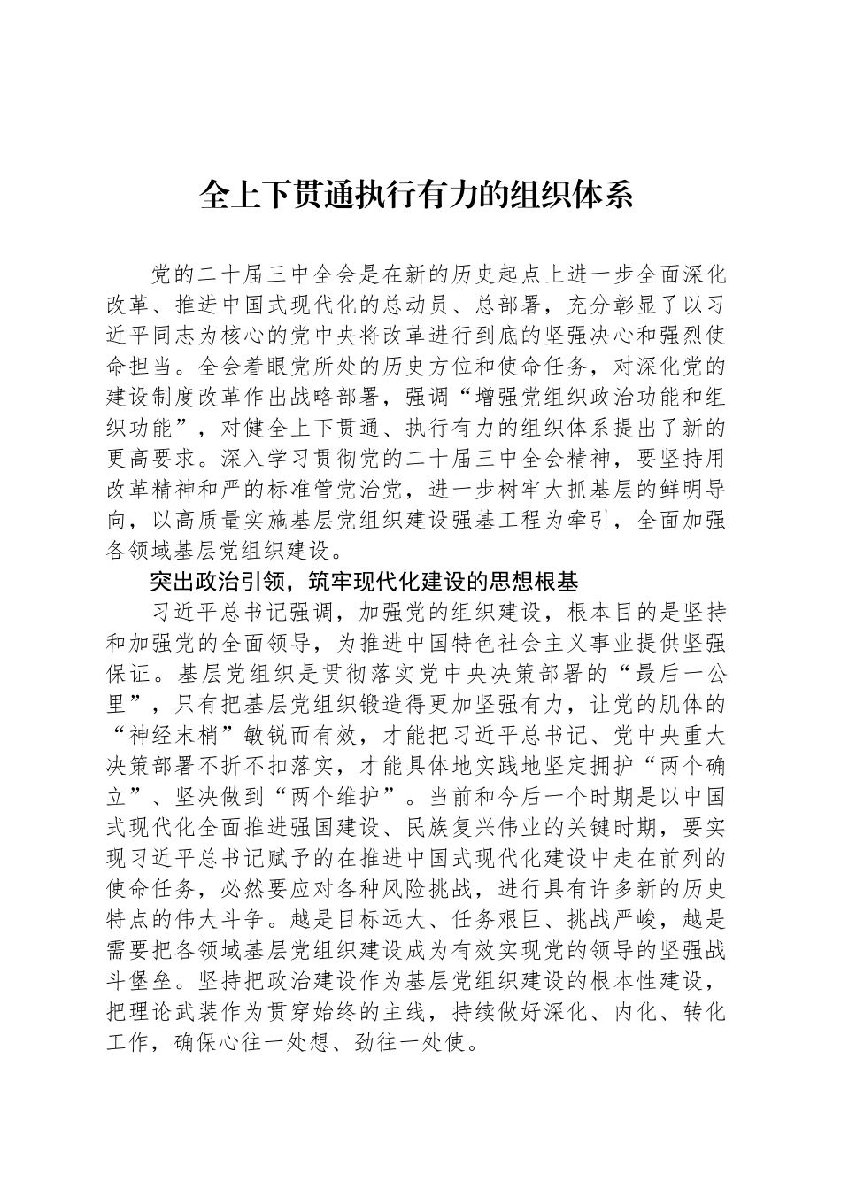 全上下贯通执行有力的组织体系_第1页