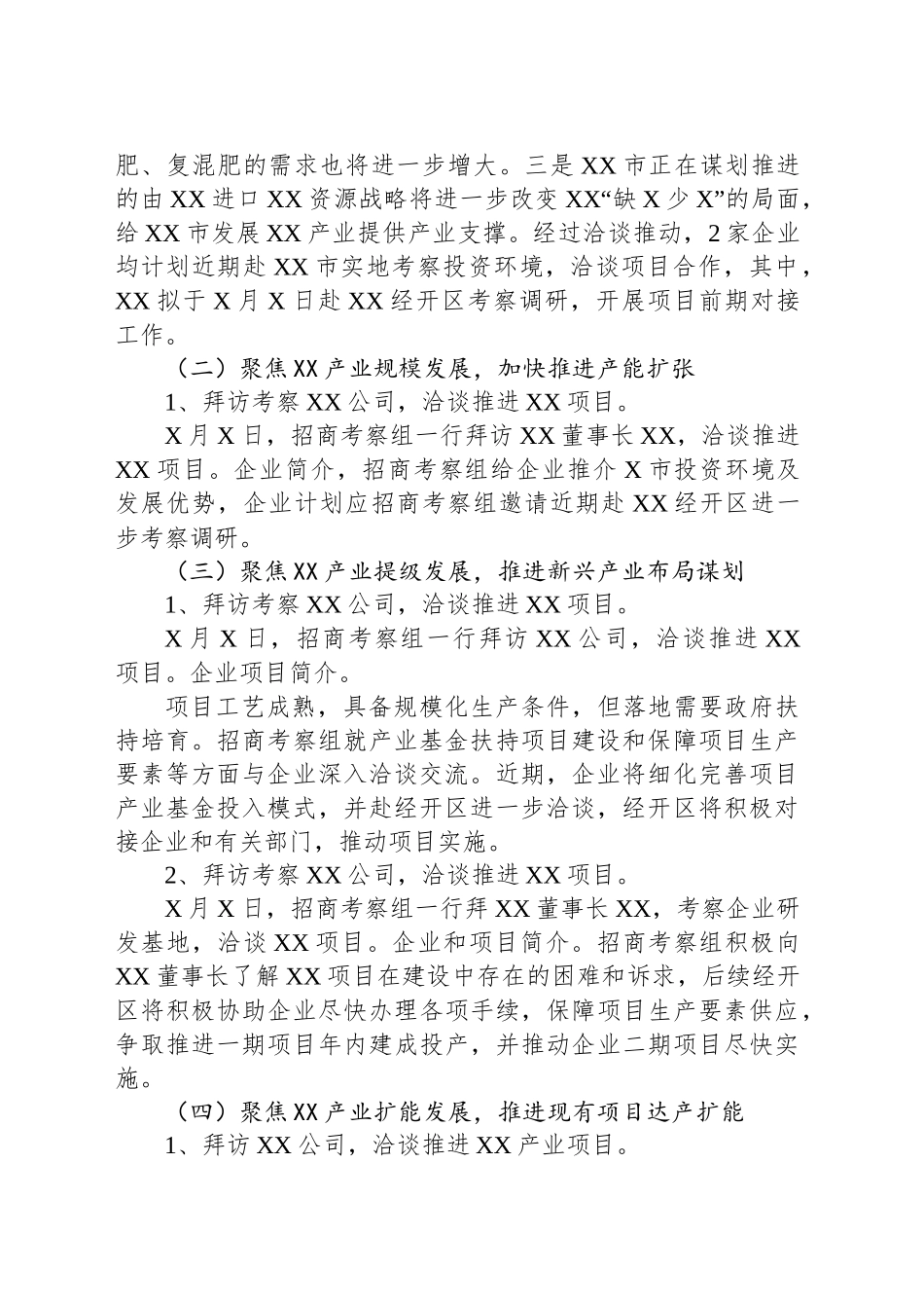 关于xx市领导外出招商引资考察的专题报告_第2页