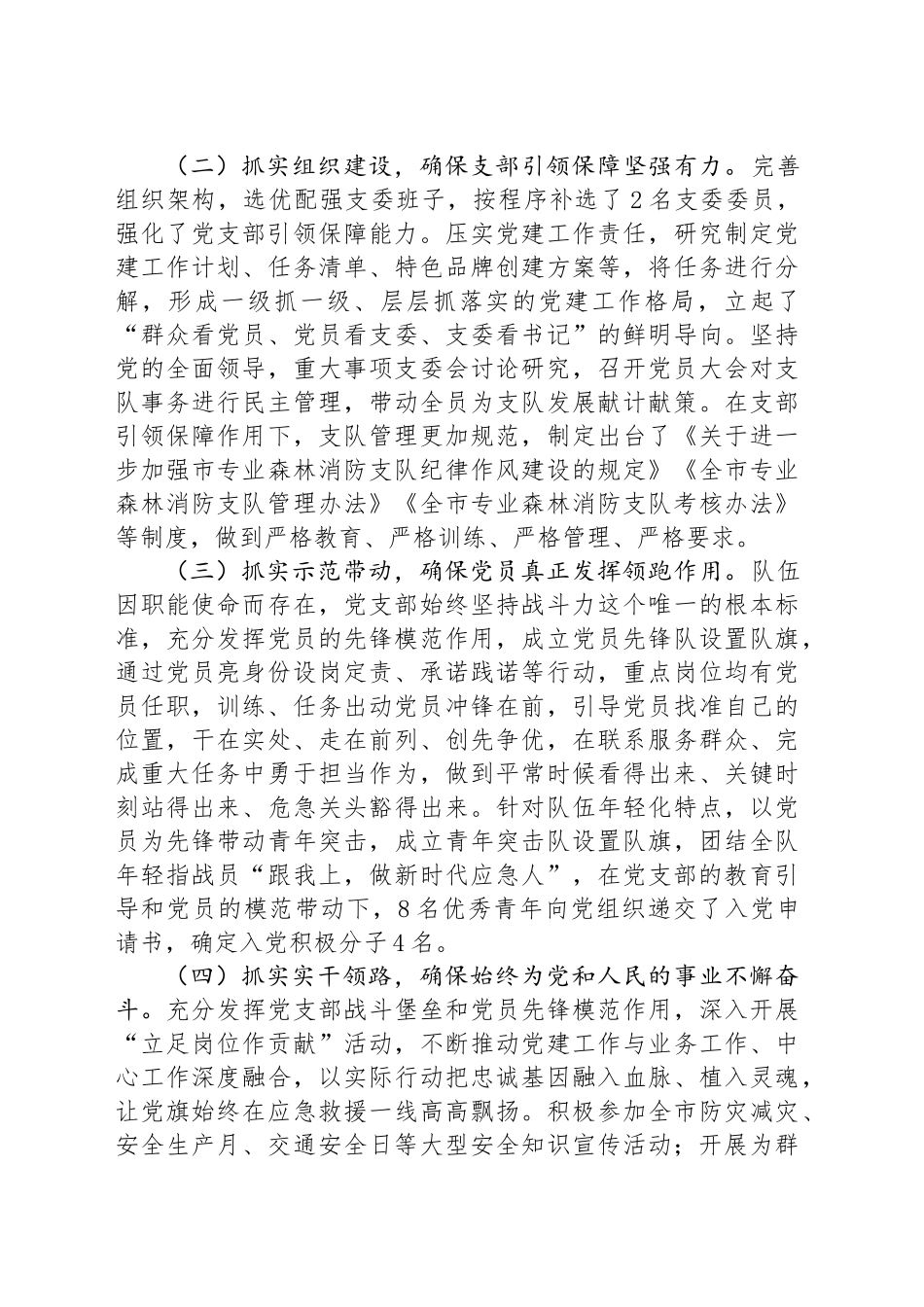 消防支队党支部关于落实全面从严治党主体责任情况的报告_第2页