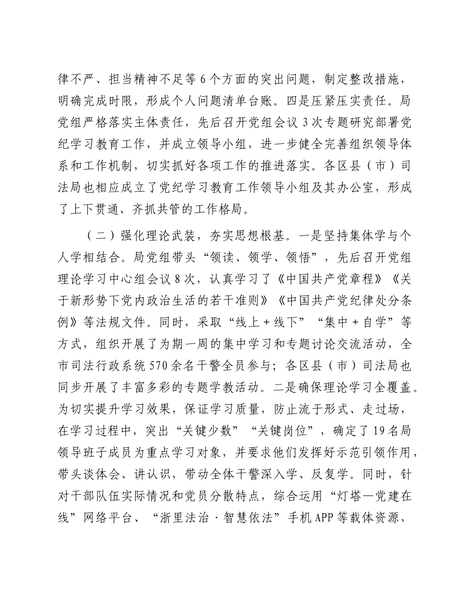 市司法局关于开展政治纪律和政治规矩执行情况专项监督检查工作报告5200字_第2页