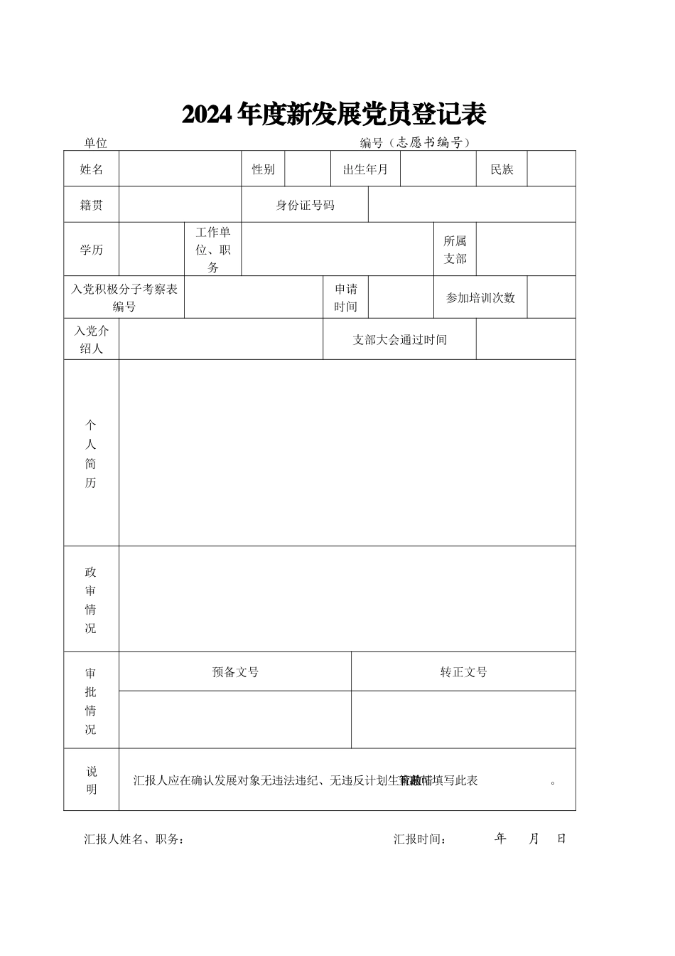 新蔡县2024年新发展党员登记表_第1页