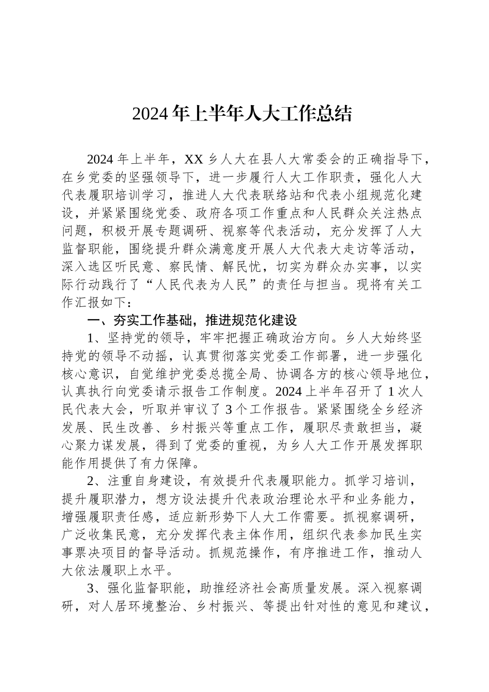 2024年上半年人大工作总结_第1页