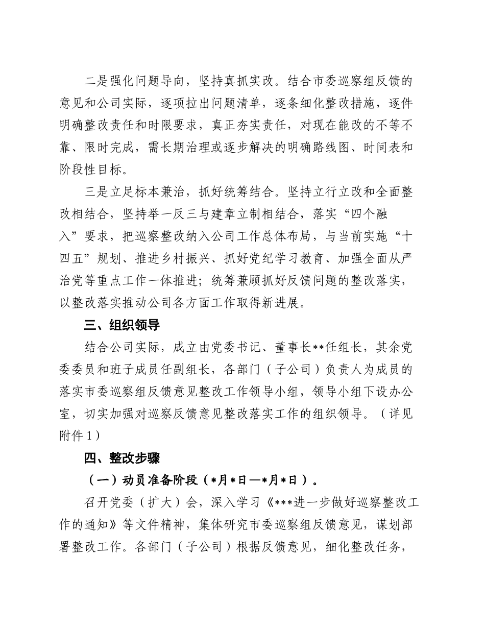 公司落实巡察反馈问题整改工作方案_第2页