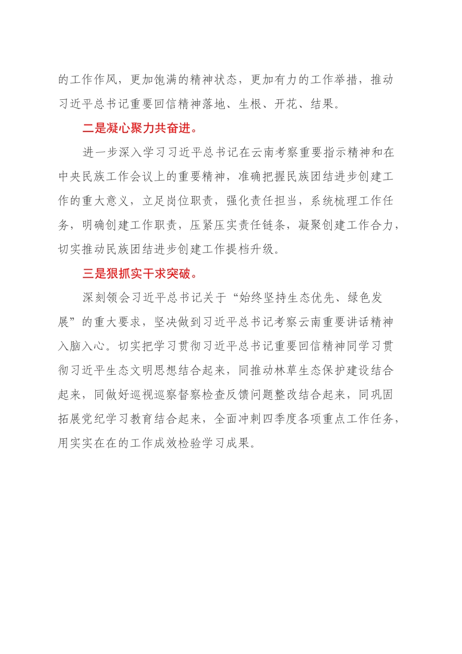 深入学习贯彻习近平总书记给普洱民族团结誓词碑盟誓代表后代的回信精神心得体会_第2页