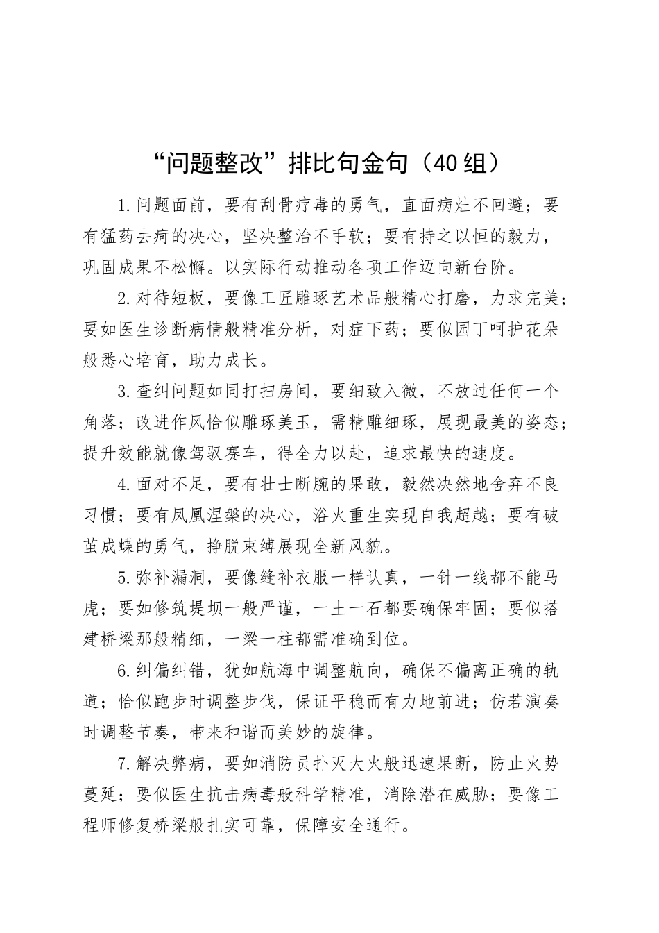 40组问题整改排比句金句20241016_第1页