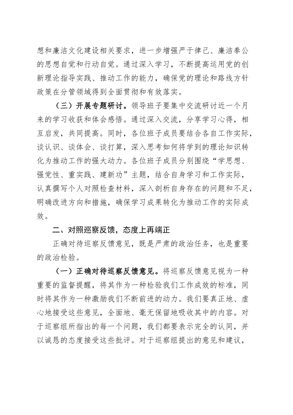 巡察整改民主生活会总结讲话20241016_第2页