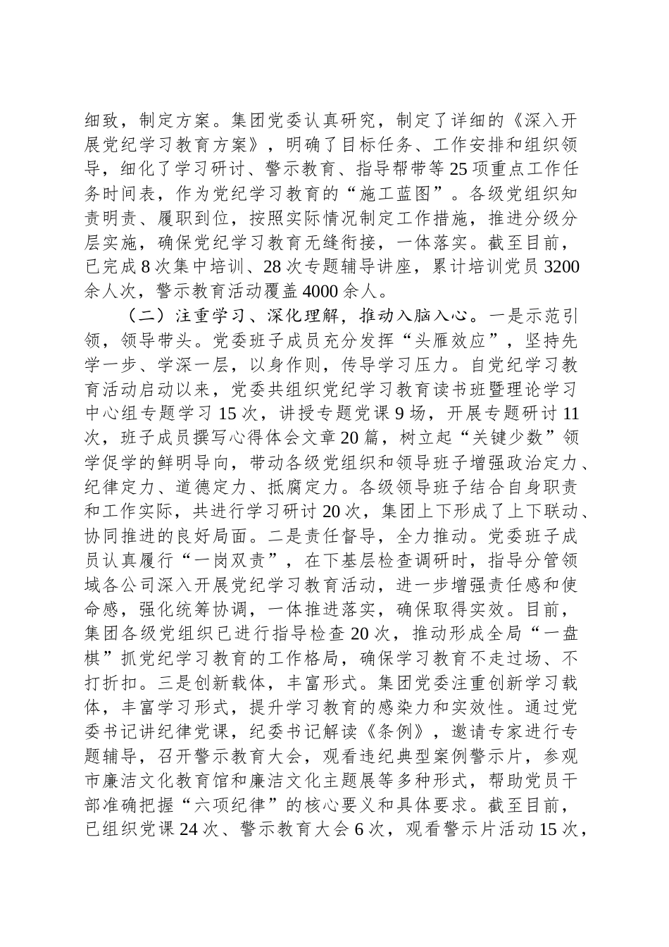 集团党纪学习教育工作情况汇报_第2页