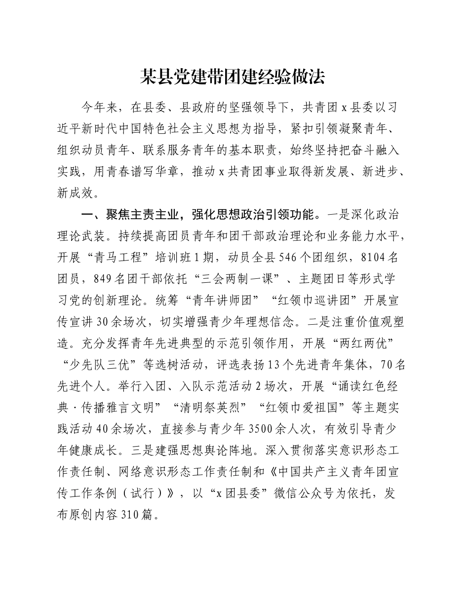 某县党建带团建经验做法_第1页