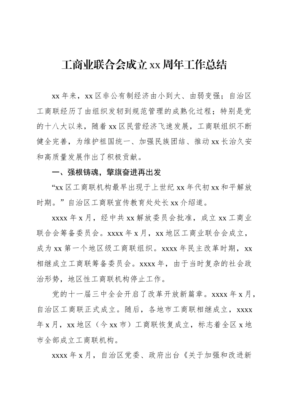 工商业联合会成立xx周年工作总结_第1页