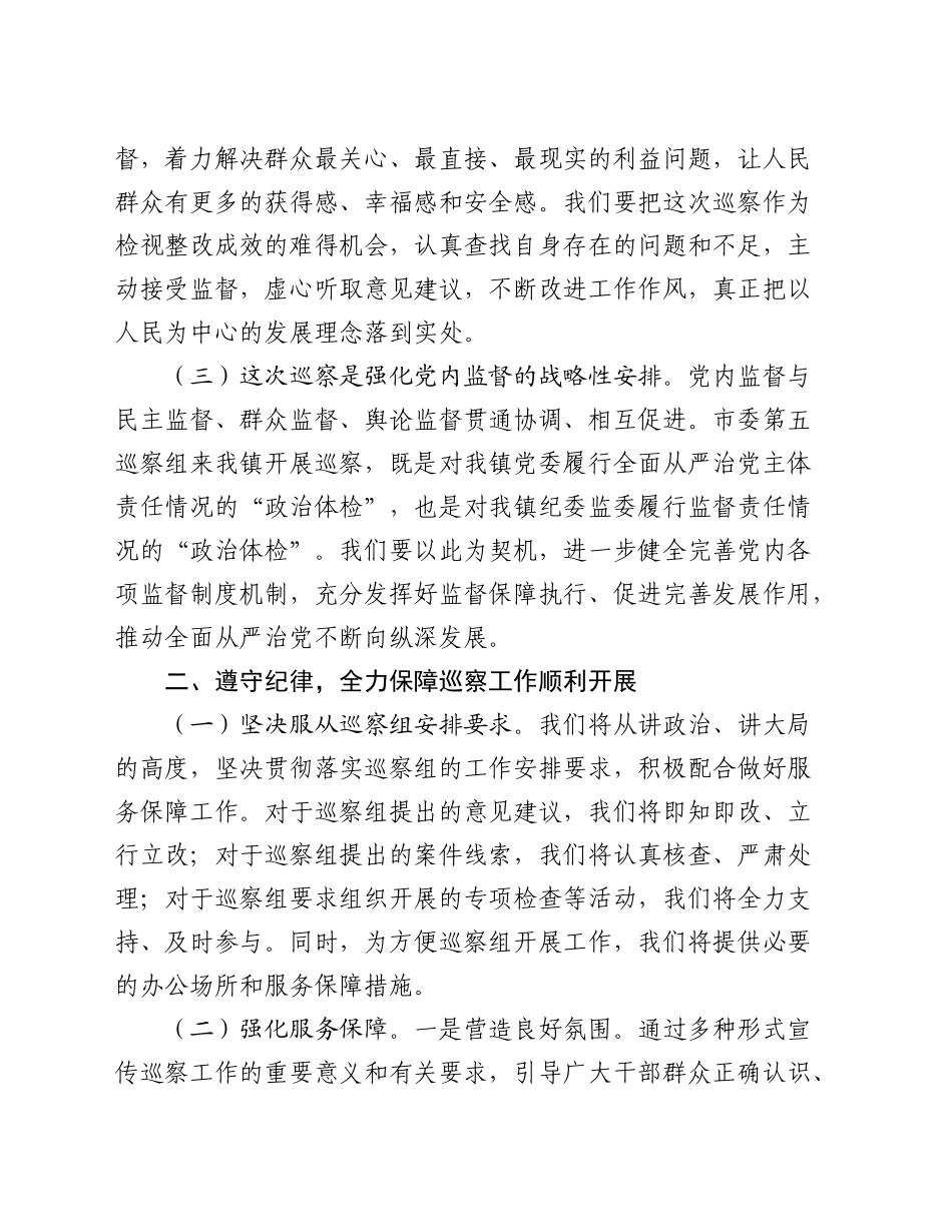 镇党委书记在2024年巡察工作反馈会上的发言_第2页