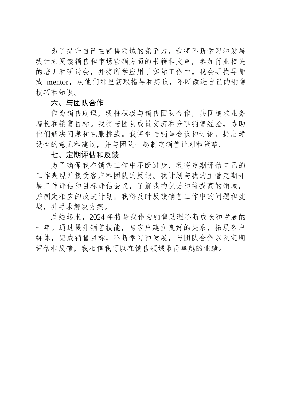 2024年销售助理工作计划_第2页