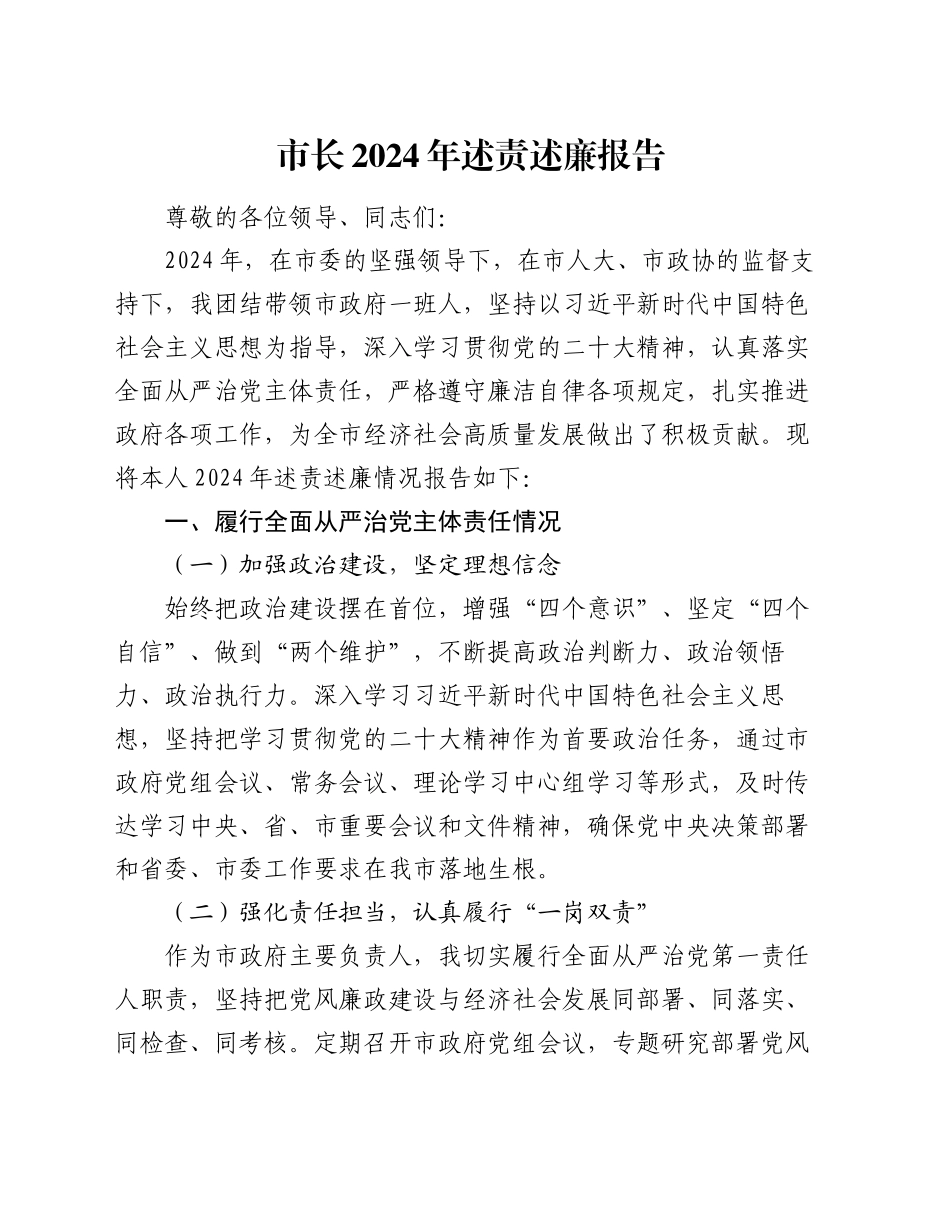市长 2024 年述责述廉报告_第1页
