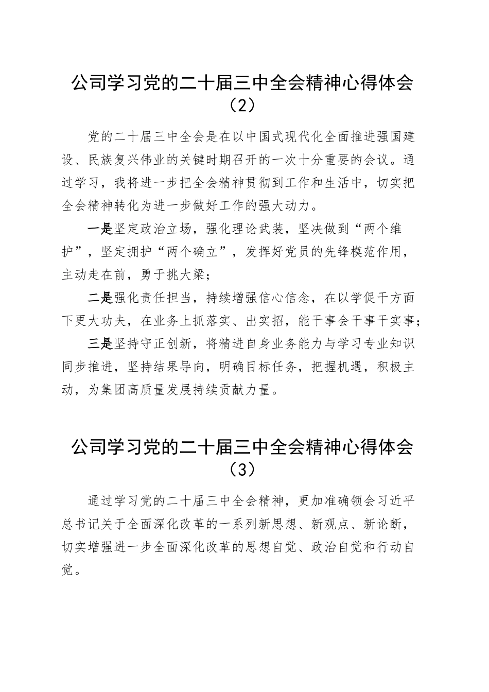 3篇公司学习党的二十届三中全会精神心得体会交流讲话研讨发言20241023_第2页