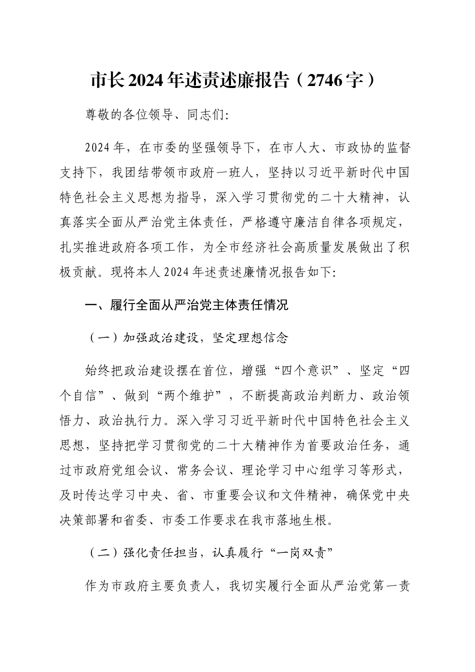 市长2024年述责述廉报告（2746字）_第1页