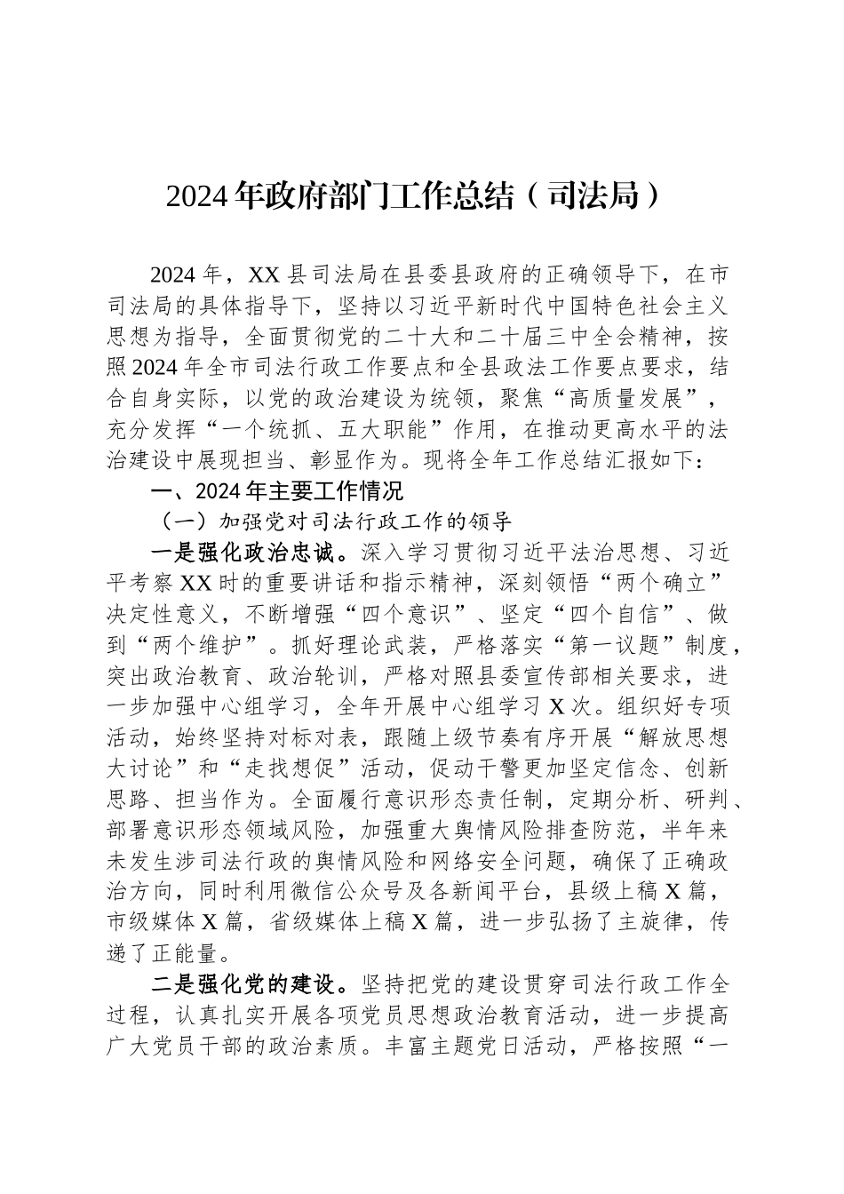 2024年政府部门工作总结（司法局）_第1页